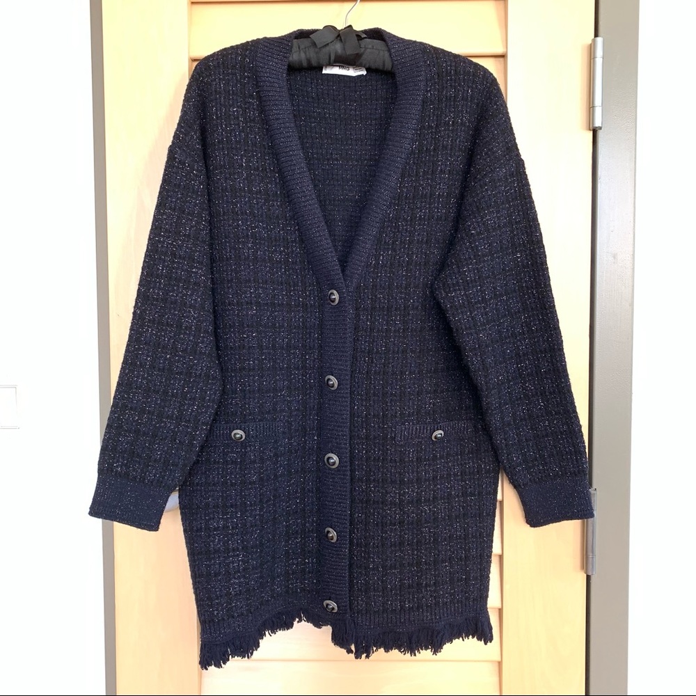 Mango metallic tweed knitted cardigan in sz XS